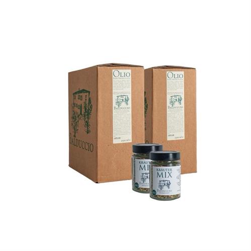 2 Bag-in-Box Olio  2 Balduccio-Kräuter